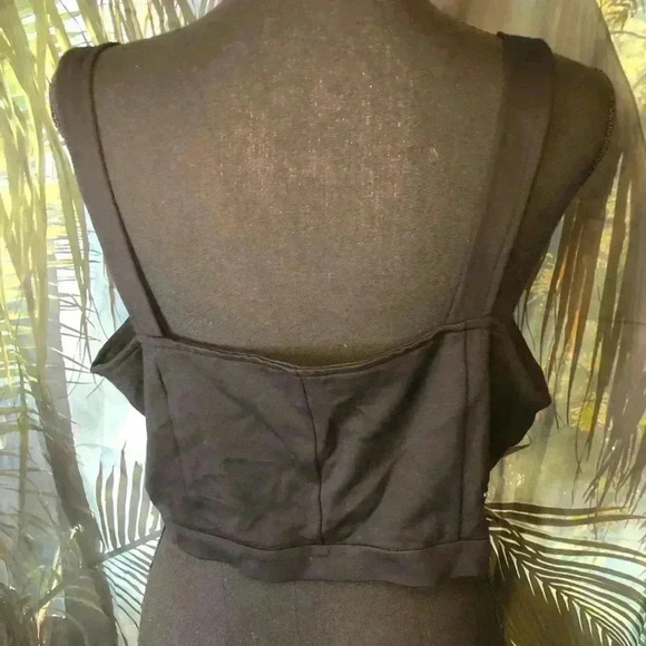 Black V-Neck Sleeveless Tank Top with Embellished Detail - Picture 6 of 13